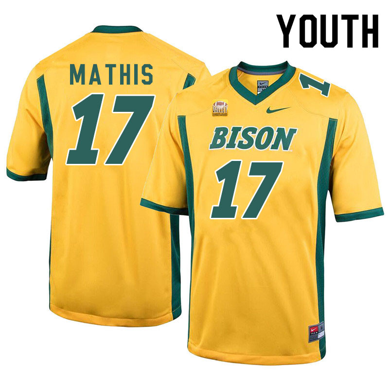 Youth #17 Zach Mathis North Dakota State Bison College Football Jerseys Sale-Yellow - Click Image to Close